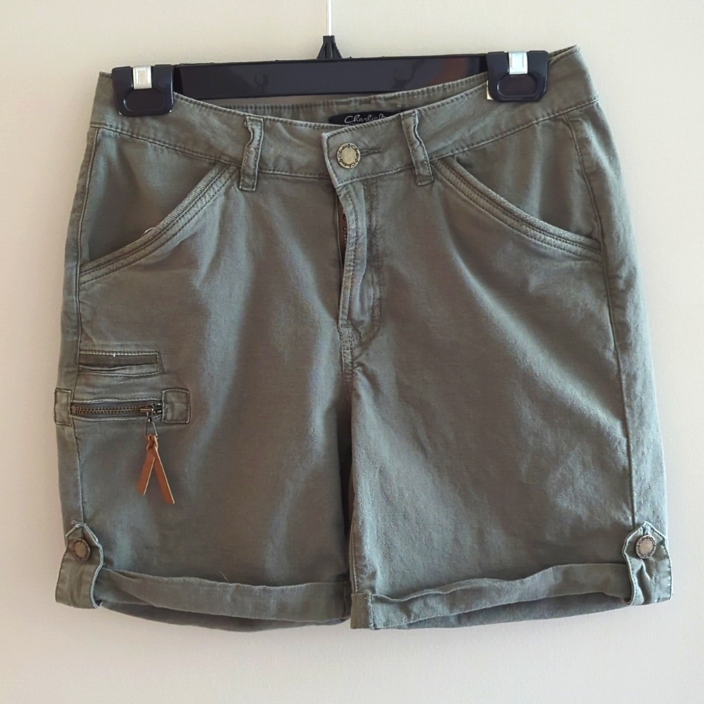 Charlie mid-rise cotton shorts green 2